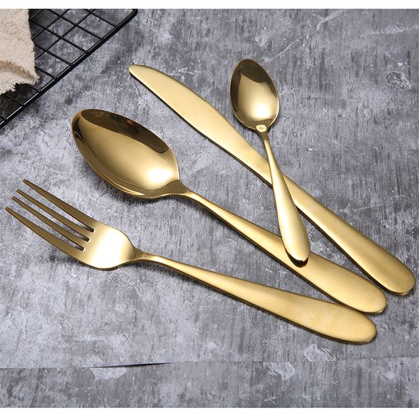 

fork spoon steak travel dinnerware set 4pcs/set gold cutlery knife flatware set stainless steel tableware western dinnerware tqq bh1534