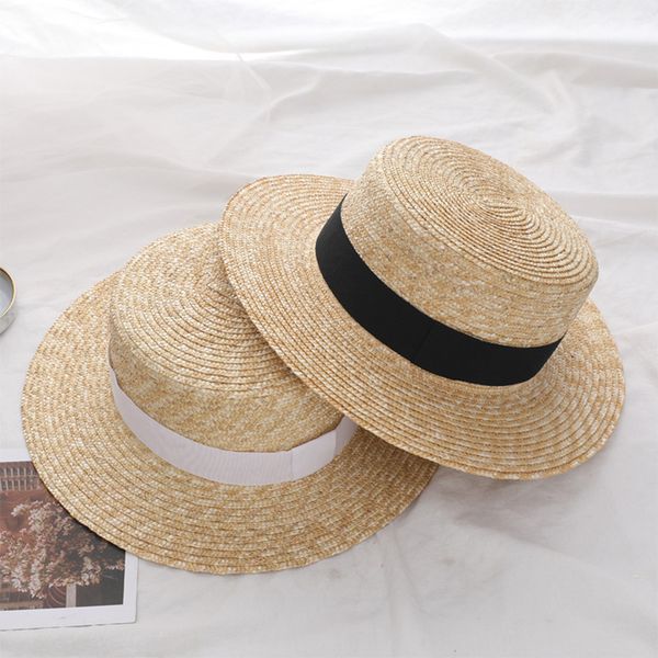 

summer women wide brim straw hat fashion chapeau lady sun hats boater wheat panama beach hats chapeu feminino caps h31, Blue;gray