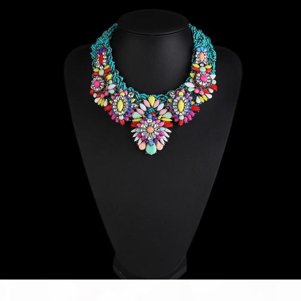 

wholesale brand design combine necklace 2916 bohemian beads chain choker necklace handmade diy flower jewelry collares mujer w72, Golden;silver