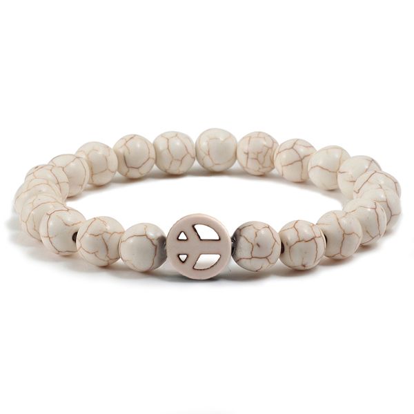 

vintage natural stone black matte bracelet circle beads strand elastic rope bracelets for women men yoga prayer charm jewelry