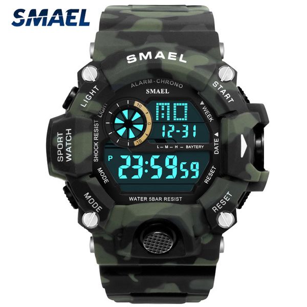 

smael brand sport men watch fashion camouflage strap man relogios masculino watches men led digital wristwatches, Slivery;brown