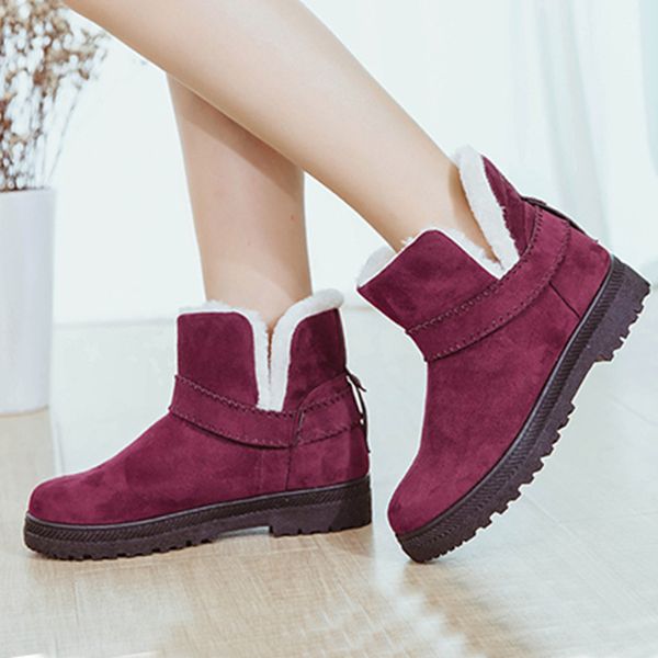

flock winter plush warm women casual snow boot women shoes shoe woman zapatos de mujer ankle boots for short boots 2020, Black