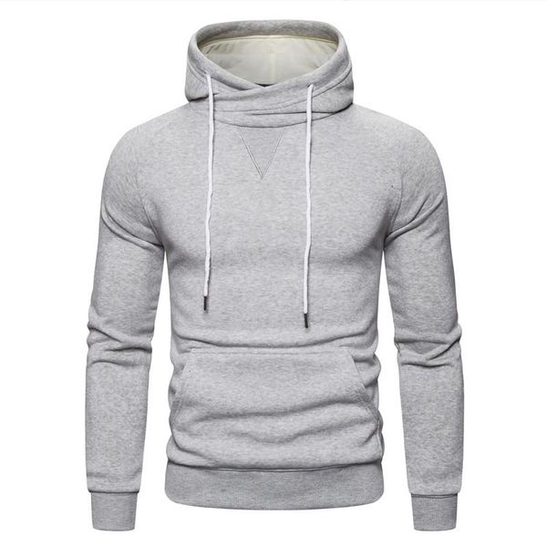 

2020 nouveau printemps automne sweat capuche pour homme solide coupe ajuste col roul sweat capuche pour hommes mode sport, Black