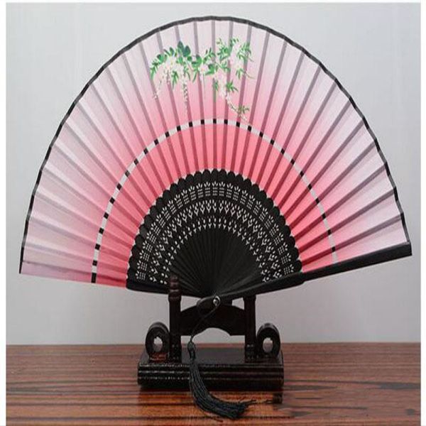

held diy dancing style bamboo hand women office fan silk decoration chinese double wall folding 8.27 folded home for fans cosplay tioxy