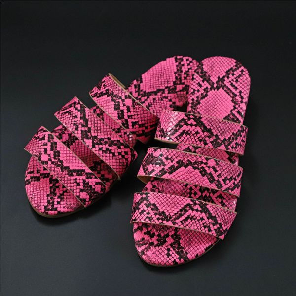 

2020 new summer women slippers flat snakeshin flip flops ladies outdoor beach slides women casual soft female fashion shoes, Black