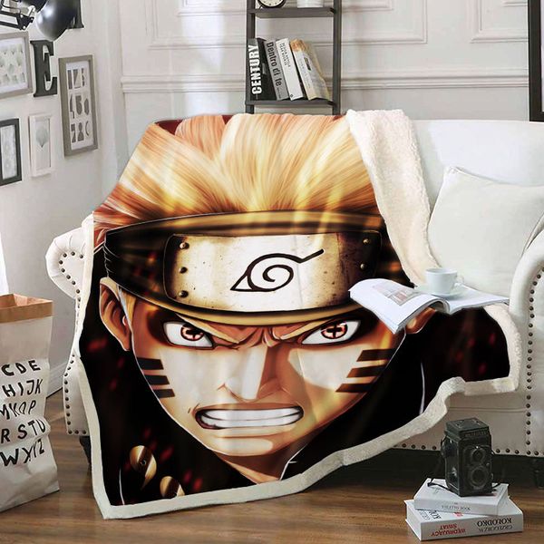

anime naruto funny character blanket 3d print sherpa blanket on bed home textiles dreamlike style 03