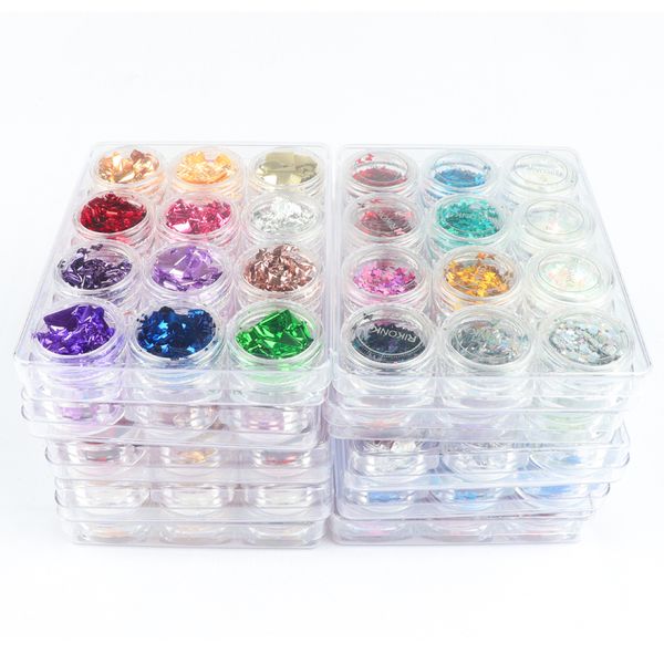 

12 box/set mixed style glitter powder nail art decorations sparkly diy tips nails accessories for nails design, Silver;gold