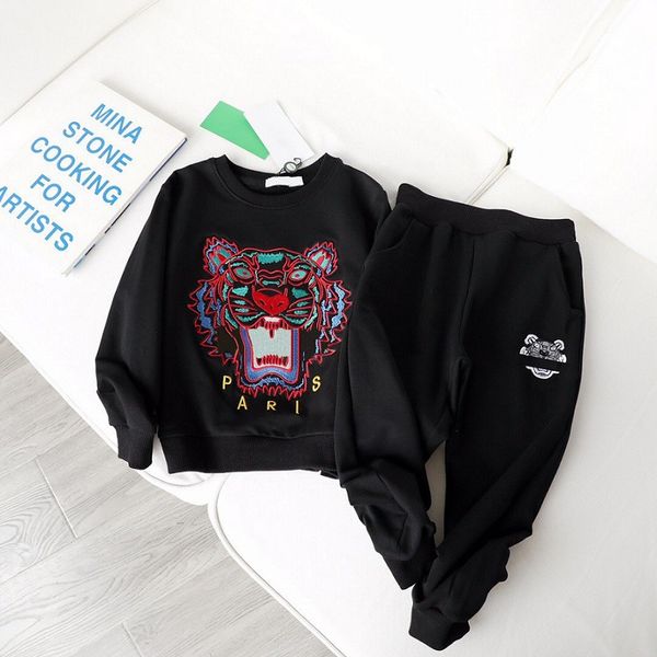 

kids fashion clothing sets 2020 new arrival boys girls two pieces tiger & letter embroidery sweatshirts + pants child sport casual suits, White