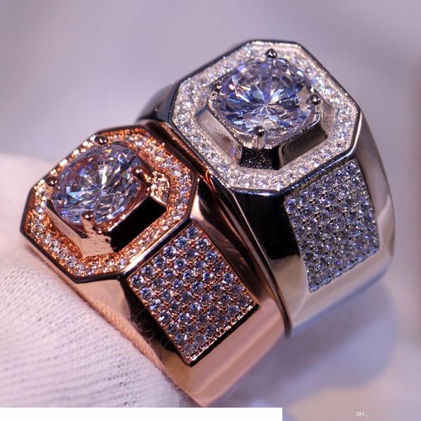 

luxury jewelry choucong brand desgin 10kt white &rose gold filled pave setting party cz diamond z wedding band ring gift size 8-13, Silver