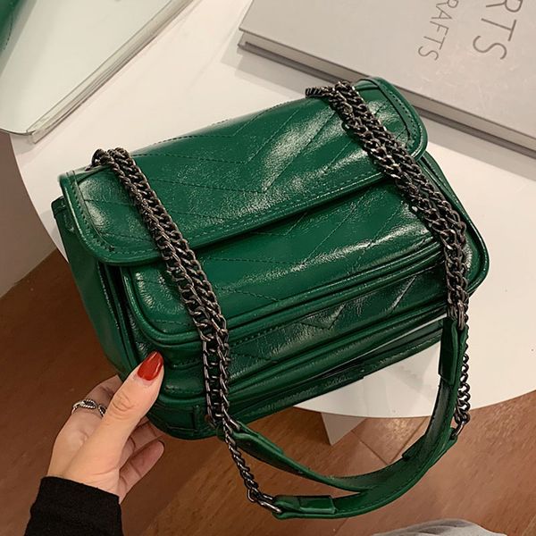 

сплошные цвета vintage leather crossbody сумки для женщин 2020 зимние плечо простой мешок женщины путешествия цепной сумки lady