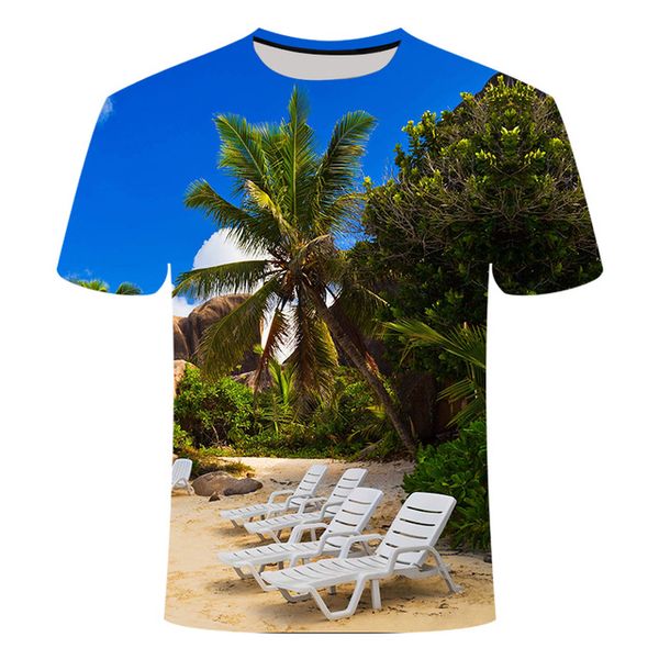 

creative blue sky sea coconut tree beach summer refreshing 3d print shirts hippie aesthetic harajuku men clothing