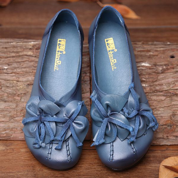 

women flats vintage shoes woman genuine leather shoes ladies flowers flats women handmade comfort soft bottom mother shoe female, Black