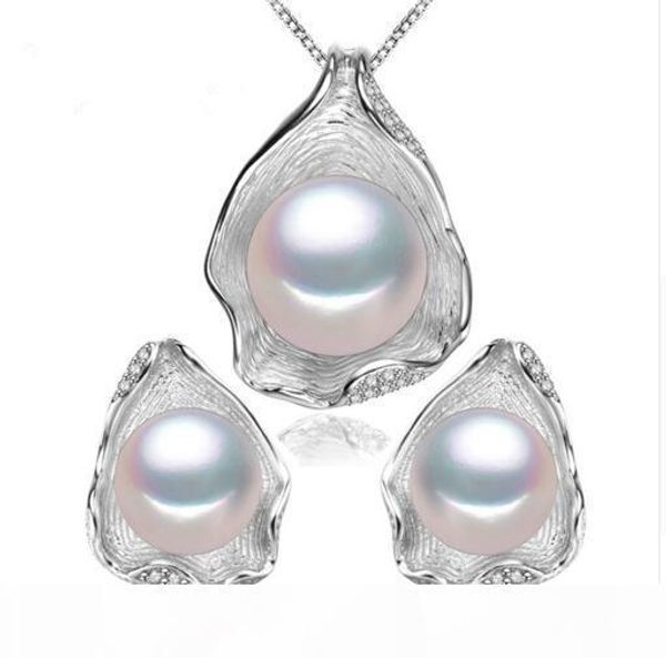 

pearl jewelry ,pearl pendant jewelry sets for women pearl necklace earring wedding jewelry set , shell pendant design, Silver