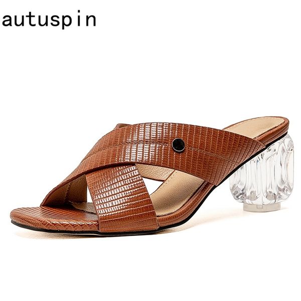 

autuspin women transparent thick heel sandals 2020 summer female summer casual shoes woman elegant metal decorated slippers, Black