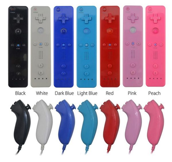 5-farbiger 2-in-1-Spielgriff Motion Plus Remote Nunchuck Controller Wireless Gaming Nunchuk Controller für Nintendo Wii-Spielekonsole mit Silikonhülle