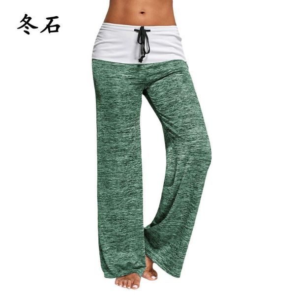

women high waist wide leg pant fold over palazzo yoga pants women casualyoga leggings trousers pajama slacks sport leggings, White;red