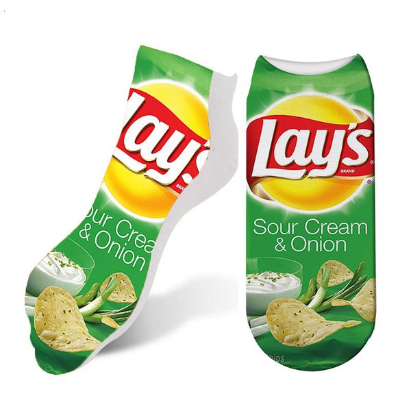 

kawaii sweet summer women's socks funny art socks color potato chips cotton sock for girl meias short socks women printed 6s-d24, Black;white