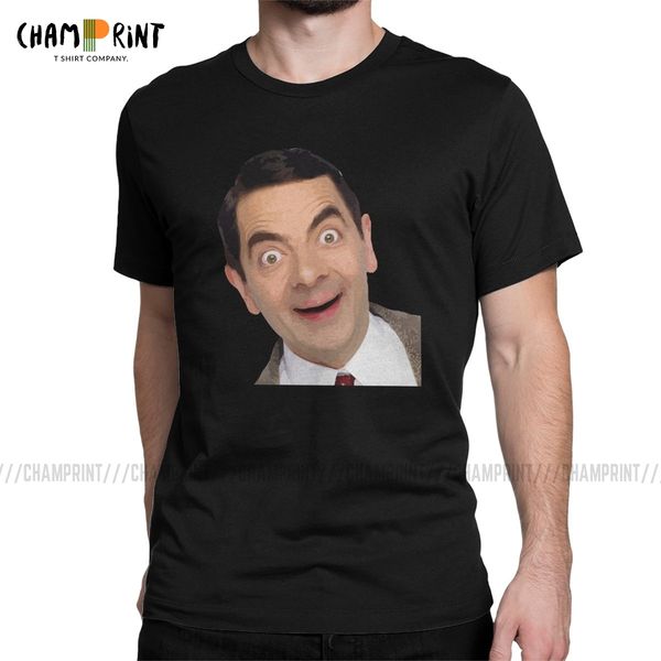 

men's t-shirts hello humor pure cotton tees short sleeve mr bean comedy master t shirts crewneck clothing printing