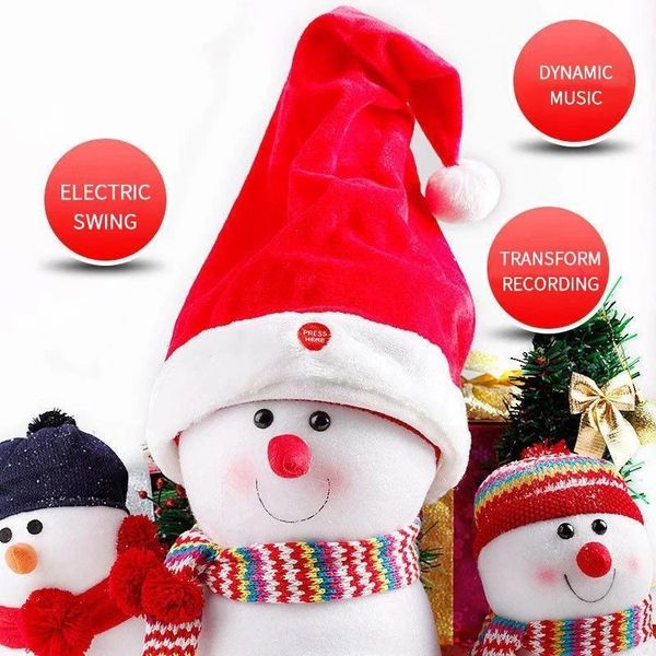 

electric santa hat music swing cartoon red plush hat christmas party cap dnj998