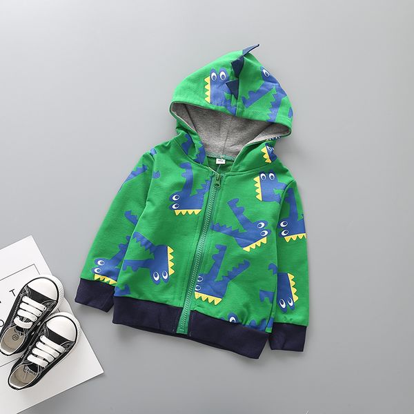 

low price 2-7t kids hoodie jacket boy dinosaur coat animal crocodile embroider clothes children autumn winter coats jackets, Blue;gray