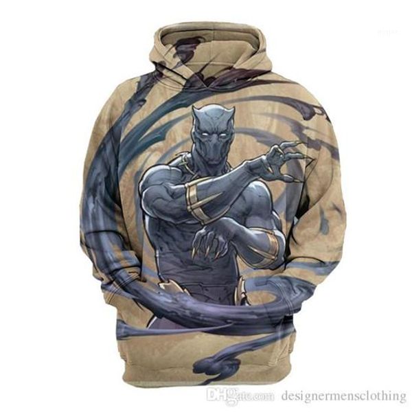 

sweatshirts fashion marvel movie designer hoodies long sleeve hooded apparel the avengers panther 3d print mens, Black