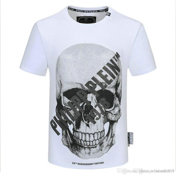 

philip plain brand mens designer t shirts firmata uomo fashion luxury designer t shirt summer homme mens skull tshirt tee 9429, White