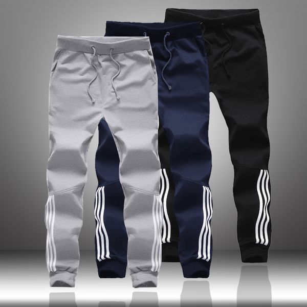 

весна осень мужчины повседневная sweatpants 2020 мужская спортивная joggers полосатые штаны мода мужской тощий слим встроенные спортзалы шар, Black