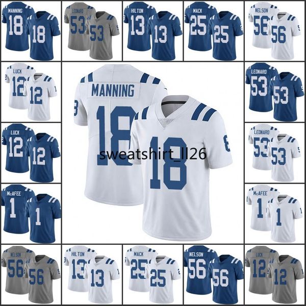 

men # 1 пэт mcafee индианаполис 13 t.y. hilton кольтов нфк 25 marlon mack 56 quenton нельсон 53 leonard женщины молодежь джерси, Black;red