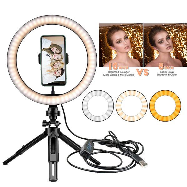 

for youtube live tiktok 26/16cm table hold tripod selfie pgraphy lighting phone holder ringlight led ring light lamp