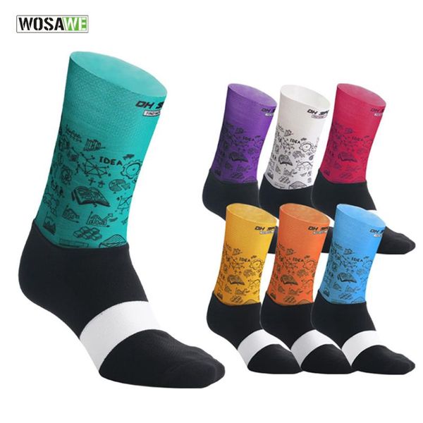 

бесшовные велоспорт теленок носки дышащая мужчин для женщин велосипед езда эластичность спортивные носки для баскетбола футбола, Black