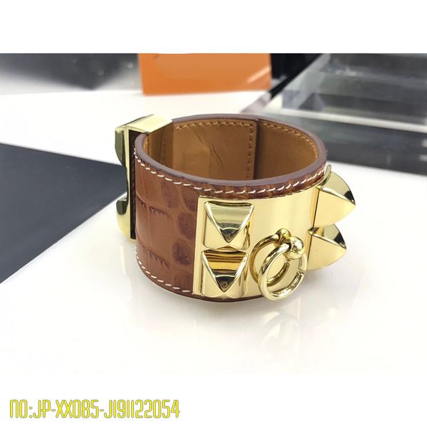 

2020 New Real Leather Gold H Letter H Gold Cuff Bracelets for Women Punk Rock Designer Brand Jewelry for Womens Gift Box Christmas Gifts
