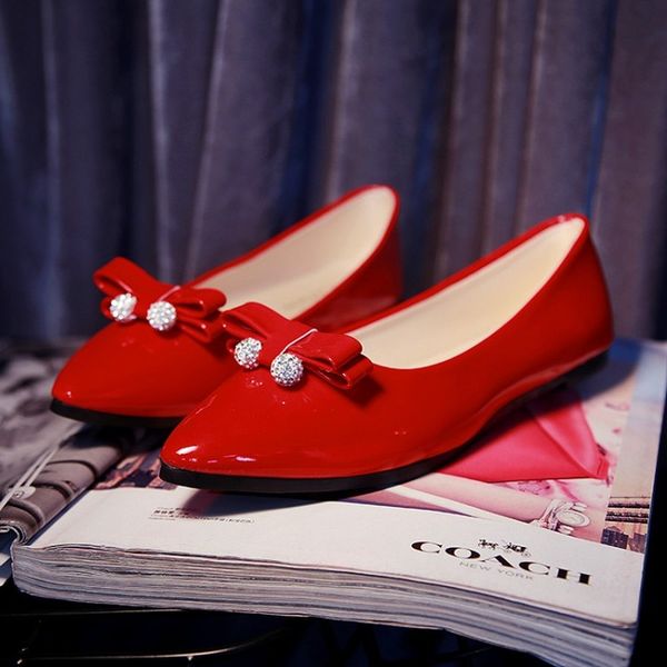 

women flats shoes pointed leather peas shoes bow-knot female slip on comfortable loafers women casual boat slippers h14-66, Black