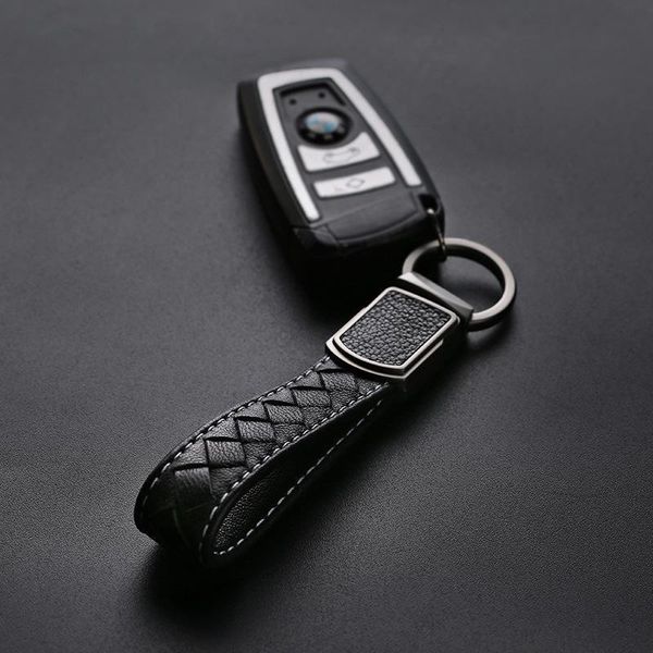 

luxury car keychain мужчины женщины высокого класса ручной woven натуральной кожи chaveiro для key кольца кошелек шарм сумка подвесные цепи, Silver