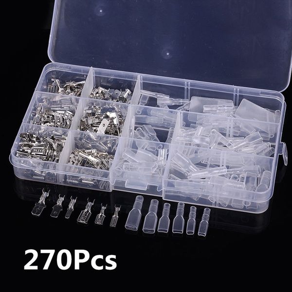 

270pcs female male flat plug crimp cable terminals connector set