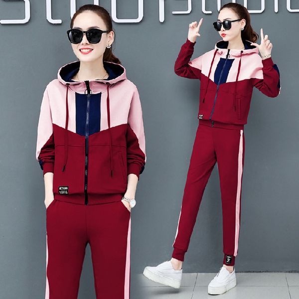 

autumn sports autumn clothessportswear two-piece suit for women 2019 new korean style fashion loose slimming trendy casual wear nldjv, Gray