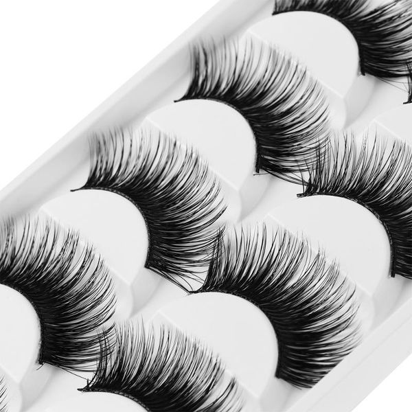 

5 pairs black false eyelashes extra long thick cross natural lashes extension eye makeup tools handmade cruelty-free