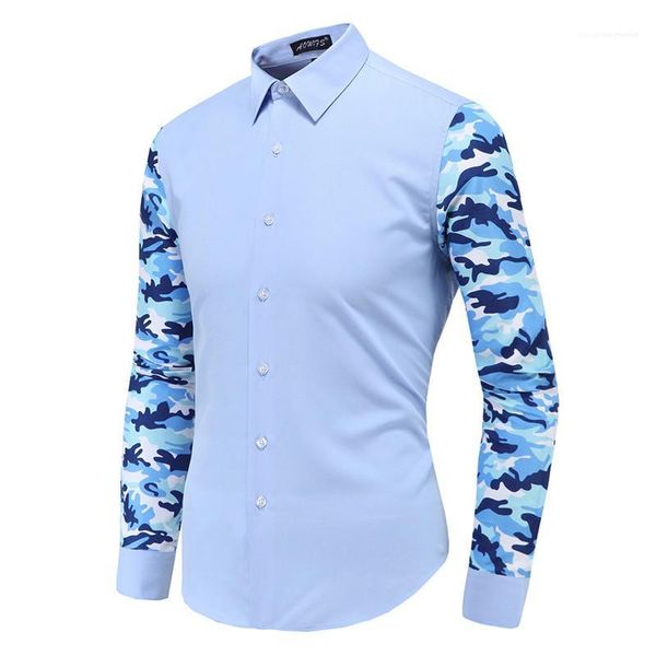 

neck spring autumn camouflage panelled shirt fashion mens casual shirts homme designer v, White;black