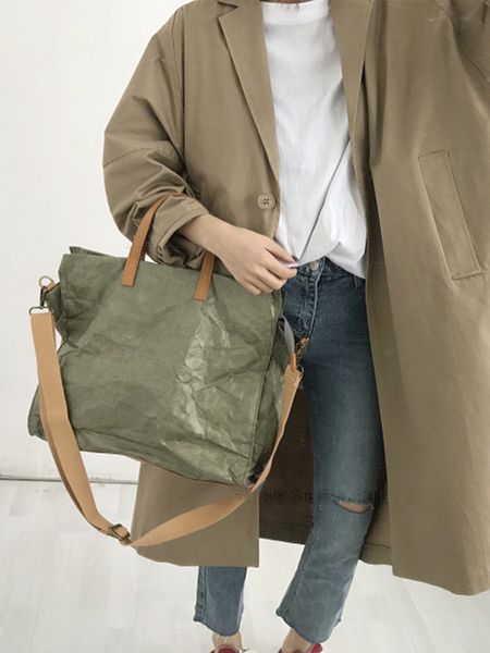 

women latest fashion handbags lady shoulder bag kraft paper totes messenger bag washable tear-resistant environmentally friendly