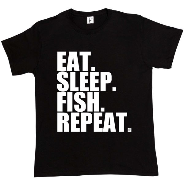 

2019 men fashion eat. sleep. fish. repeat. fisher carp camper angling fisherman mens t-shirt tee shirt