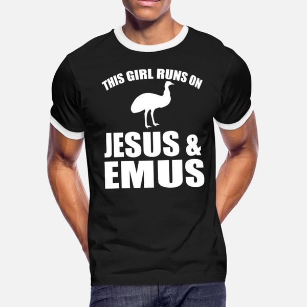 

this girl runs on jesus and emus t shirt men print 100% cotton s-3xl normal loose new fashion spring autumn kawaii shirt