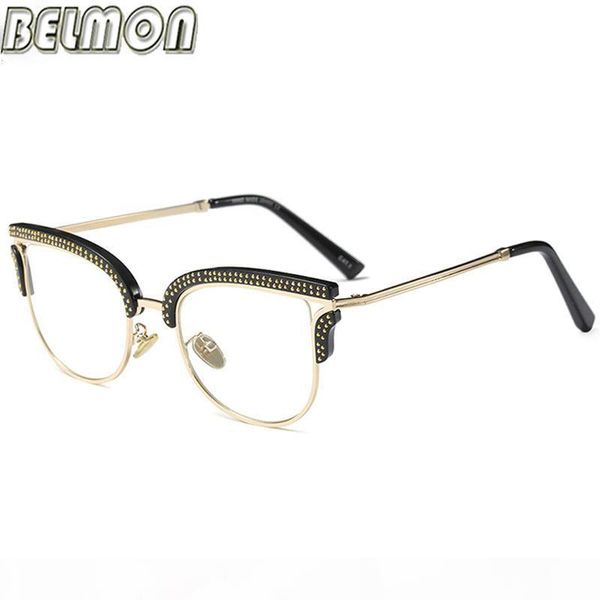 

wholesale- eyeglasses women fashion prescription spectacles diamond glasses frames transparent clear lens eyewear rs824, Silver