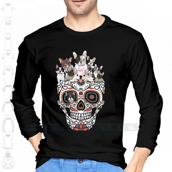 

французский бульдог сахарный череп симпатичные собаки мама тенниска настраиваемый дизайн печати для мужчин женщины хлопок new cool tee майка