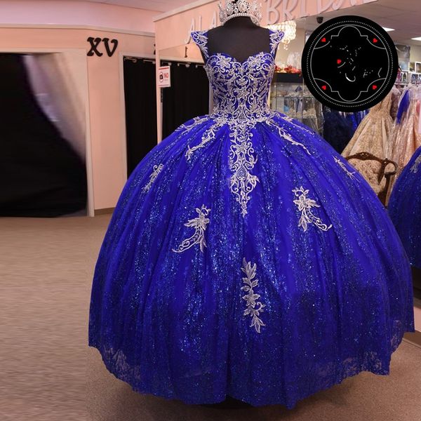 

royal blue quinceanera dresses spaghetti straps sequin princess ball gown prom dress sweetheart vestidos de 15 party dress, Blue;red