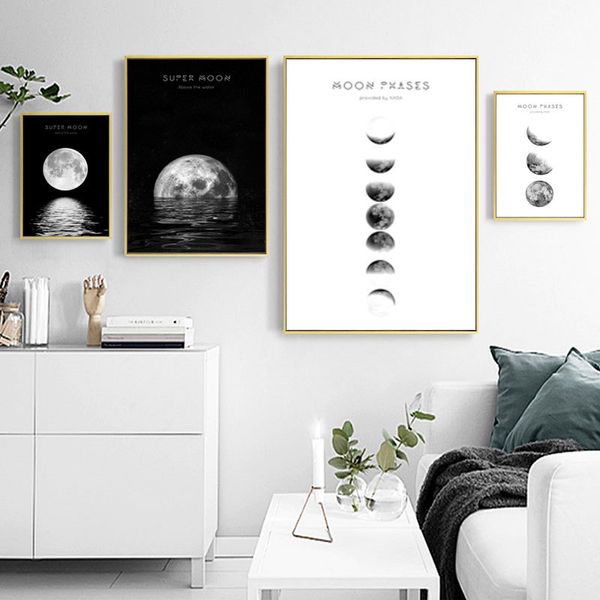 

moon phase canvas posters and prints minimalist luna wall art abstract painting nordic decoration pictures modern home decor