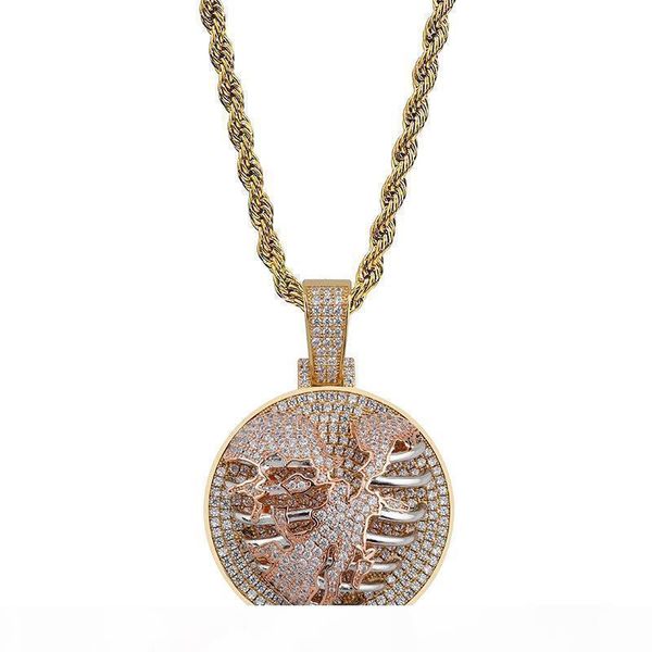 

мужские 18k gold iced out cz cublic цирконий персонализированный tore сердце crack lung круглый ожерелье twist цепи hip hop оптовой продажи, Silver