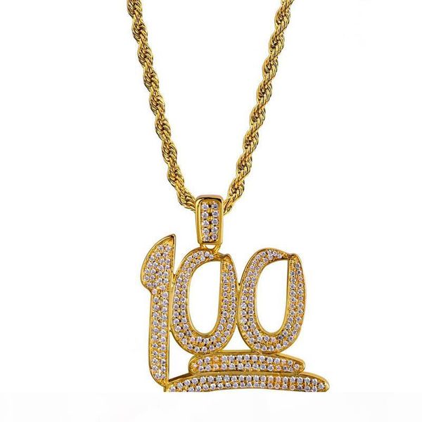 

100 digital pendant neckalces for men bling cubic zircon 18k gold plated cool hip hop jewelry ice out men's hiphop necklace, Silver