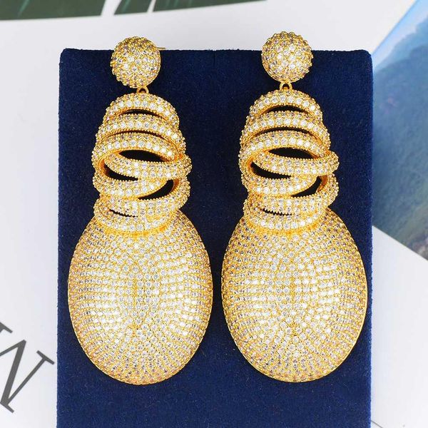 

godki 2020 luxury twist african dangle earrings for women wedding cubic zircon crystal cz dubai bridal earrings, Silver