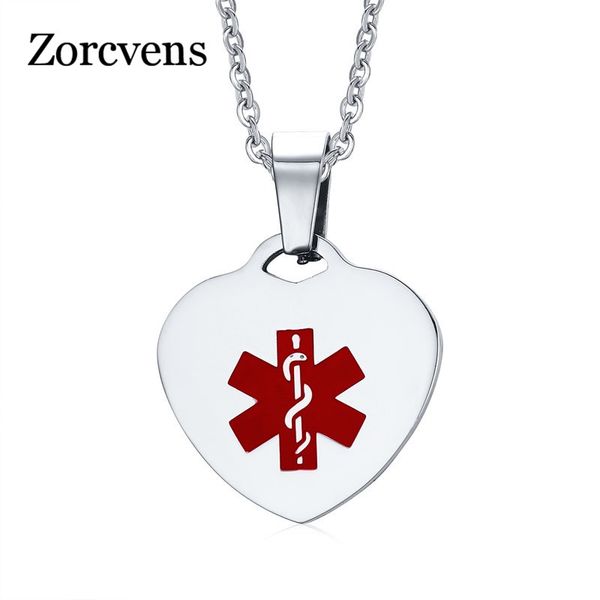 

modyle women necklaces steel red alert for heart shape tag pendant necklaces choker fashion jewelry, Silver