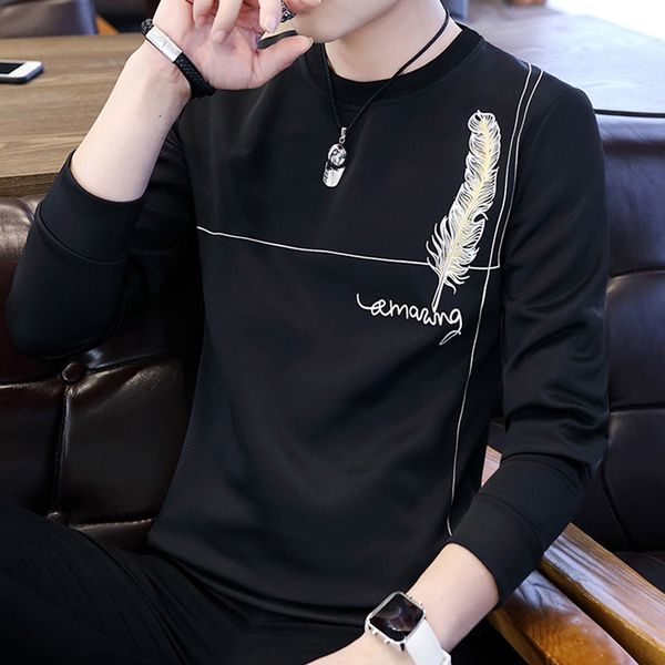 

t-shirts, long sleeves for men, new warm in the fall 2019, casual autumn clothes., White;black