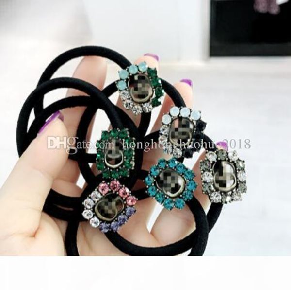 

fashion hair rope metal letter g word crystal drill ponytail hair rope small fragrance wind hair ring wild head rope female, Pink